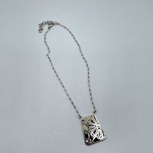 Brighton Floral-Inspired Silver Pendant Necklace With Adjustable Chain